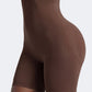 Litchy High-Waisted Short in Espresso, vooraanzicht met ingesnoerde taille