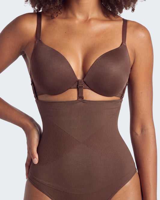 Litchy High-Waisted Thong in Espresso met verstelbare bh-bandjes