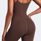 Litchy Mid-Thigh Bodysuit in Espresso, achteraanzicht