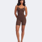 Litchy Mid-Thigh Bodysuit in Espresso, full body shapewear met tummy control van buste tot dij