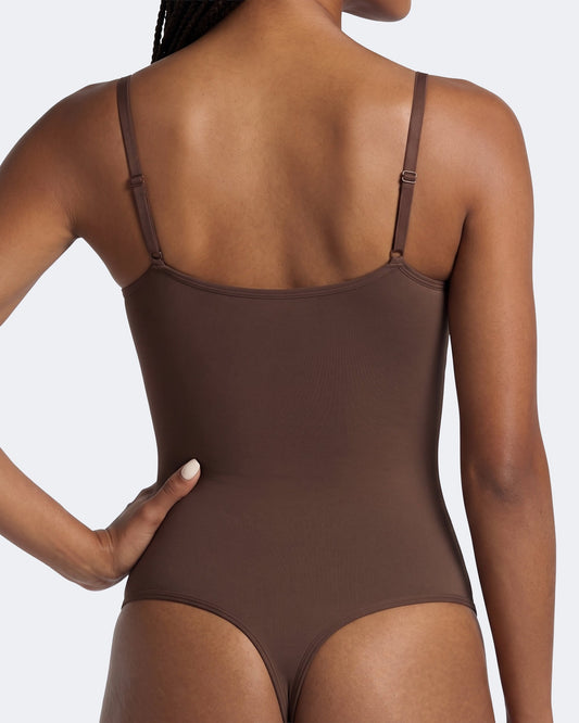 Litchy Thong Bodysuit in Espresso, achteraanzicht met thong-achterkant
