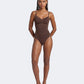 Litchy Thong Bodysuit in Espresso, corrigerende shapewear met tummy control en snatched waist