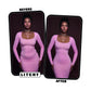Litchy High-Waisted Short before and after, billen gelift en taille ingesnoerd