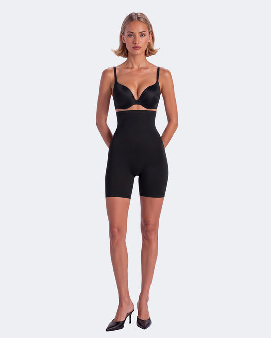 Litchy High-Waisted Short in het zwart, butt lifting shapewear met tummy control en snatched waist