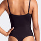 Litchy Thong Bodysuit in het zwart, achteraanzicht met thong-achterkant